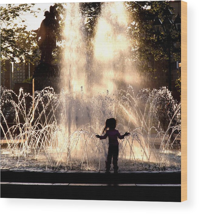 Fountain Wood Print featuring the photograph Fountain silhouette by Russell Styles