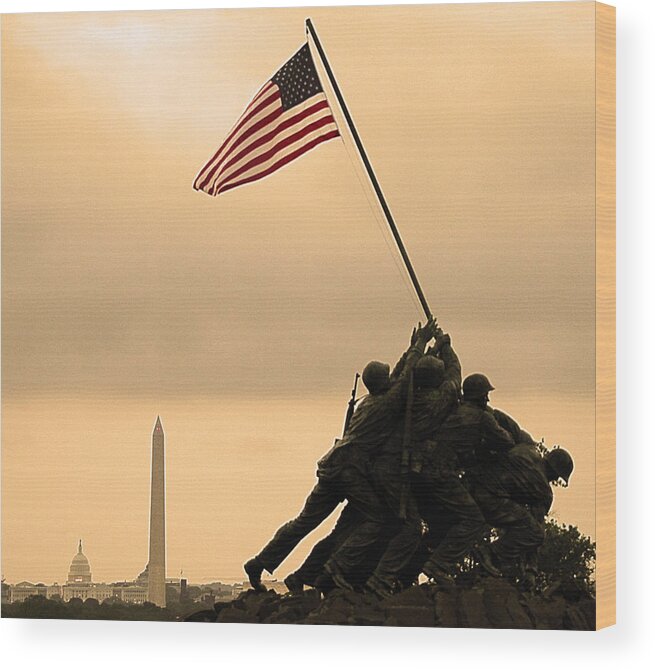 Marine Corps Memorial Wood Print featuring the photograph Freedom by Mitch Cat