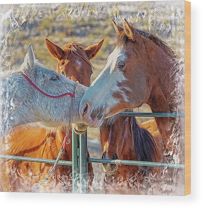 Horses Unlimited Rescue Wood Print featuring the digital art Friends by Walter Herrit