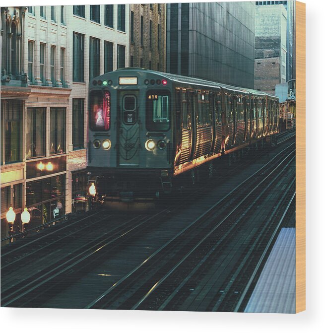 Chicago Wood Print featuring the photograph Ghost Train by Nisah Cheatham