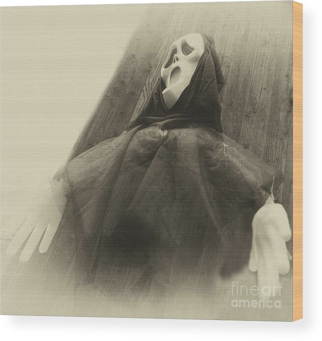 Halloween Wood Print featuring the photograph Halloween No 2 - The Scream by Eva-Maria Di Bella