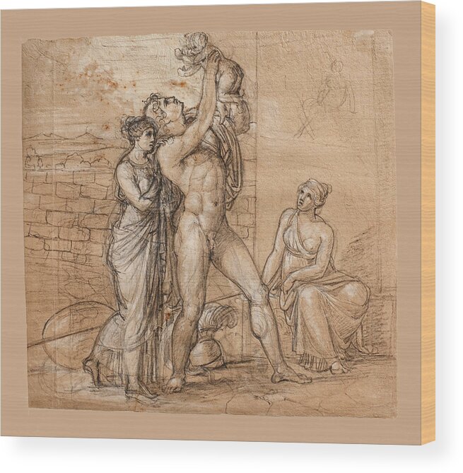 Bertel Thorvaldsen Wood Print featuring the drawing Hectors farewell to Andromache and Astyanax by Bertel Thorvaldsen