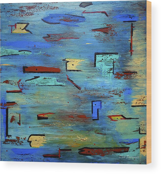Abstract Wood Print featuring the painting Hierarchy by Dick Bourgault