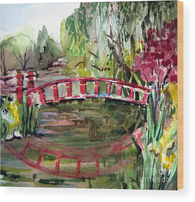 Bridge Wood Print featuring the painting Homage to Monet by Mindy Newman