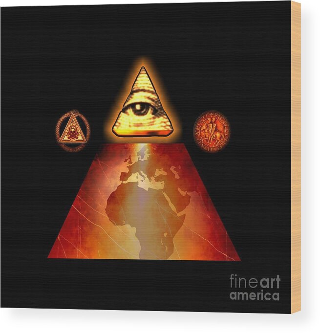 Fantasy Wood Print featuring the painting Illuminati World by Pierre Blanchard by Esoterica Art Agency