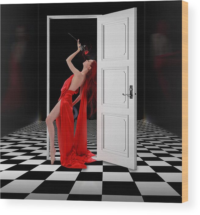 Red Wood Print featuring the photograph Illusion by Nataliorion