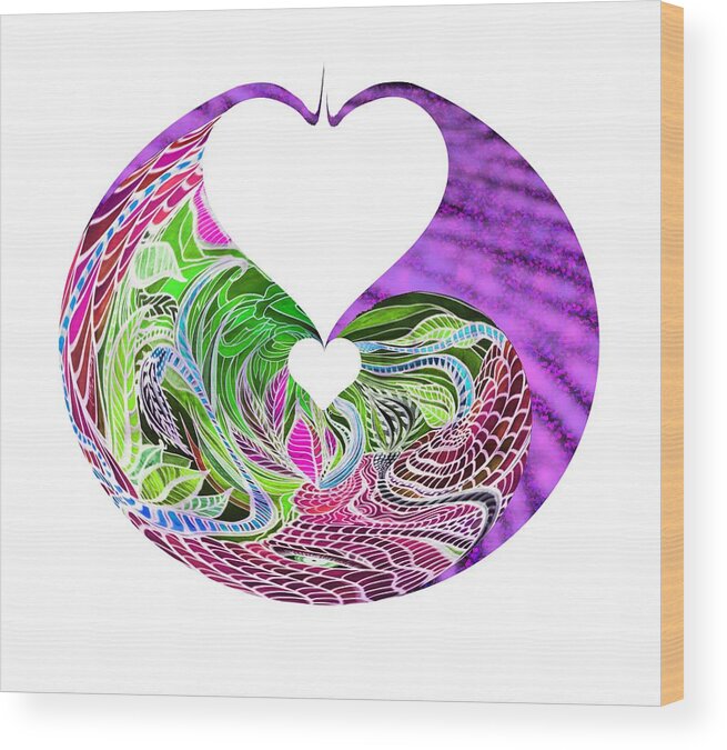 Garden Wood Print featuring the digital art Invert Hearts by Adria Trail