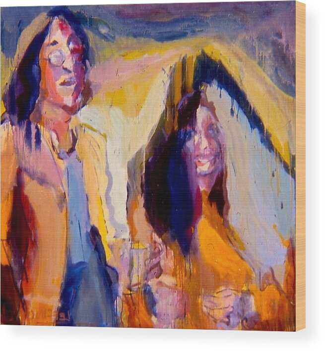 John Lennon Wood Print featuring the painting John and Yoko by Les Leffingwell