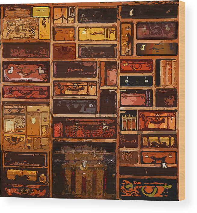 Susan Vineyard Wood Print featuring the photograph Luggage by Susan Vineyard