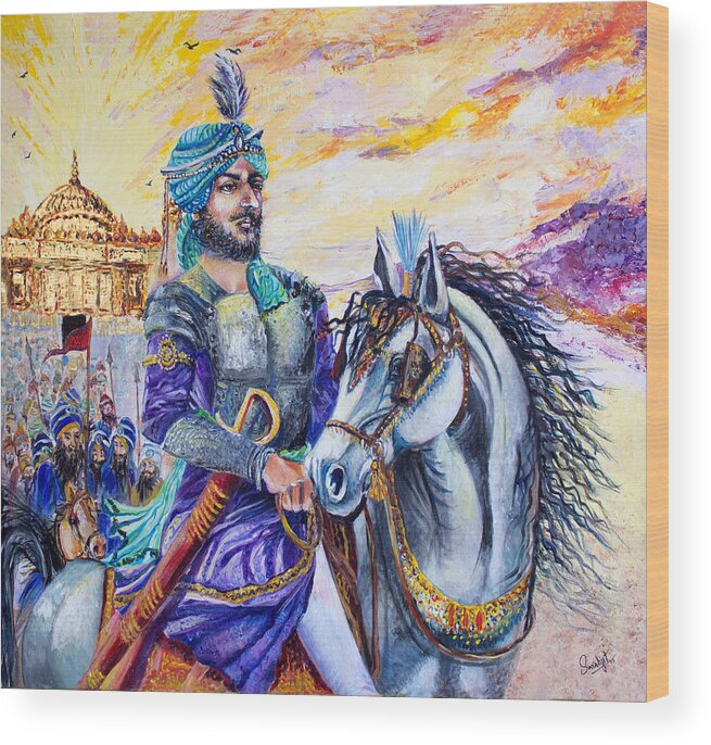 Maharaja Ranjit Singh Wood Print featuring the painting Maharaja Ranjit Singh by Sarabjit Singh