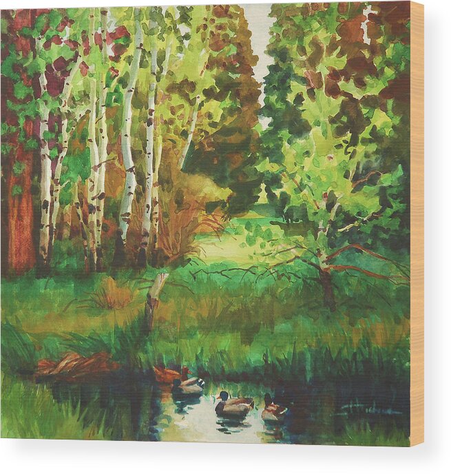 Country Wood Print featuring the painting Mallard Grove by Steve Henderson