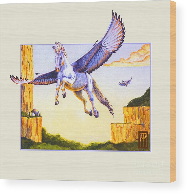 Pegasus Wood Print featuring the digital art Mesa Pegasus by Melissa A Benson