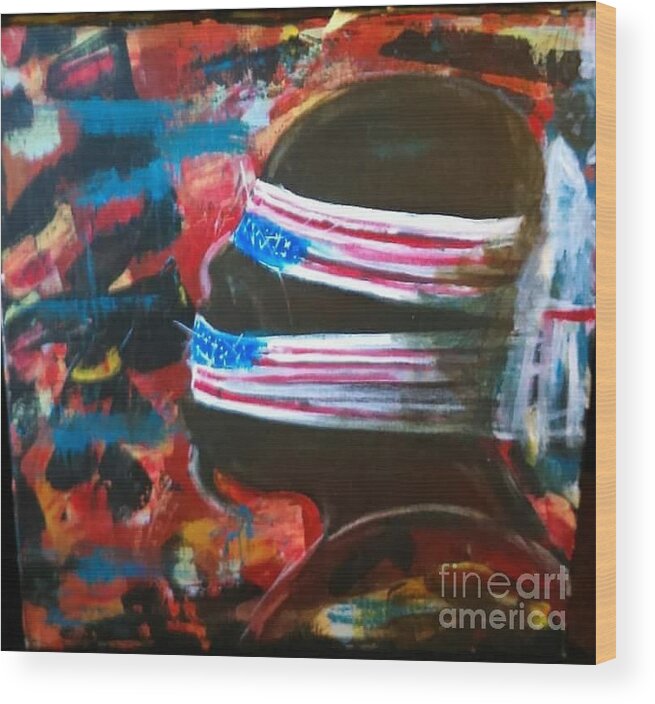 Bush Wood Print featuring the painting No Liberty bushed out series by Tyrone Hart