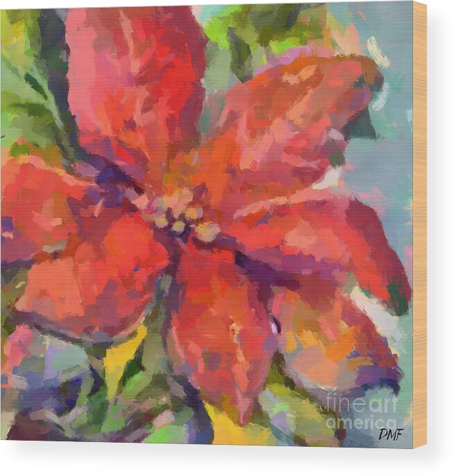 Still Life Wood Print featuring the painting Poinsettia by Dragica Micki Fortuna