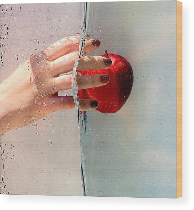 Red Apple Wood Print featuring the photograph Reach For the Apple by Karen McKenzie McAdoo