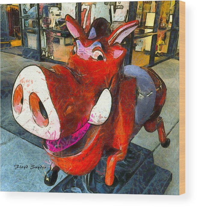 Pig Wood Print featuring the photograph Riding Pig of Pismo Beach by Floyd Snyder