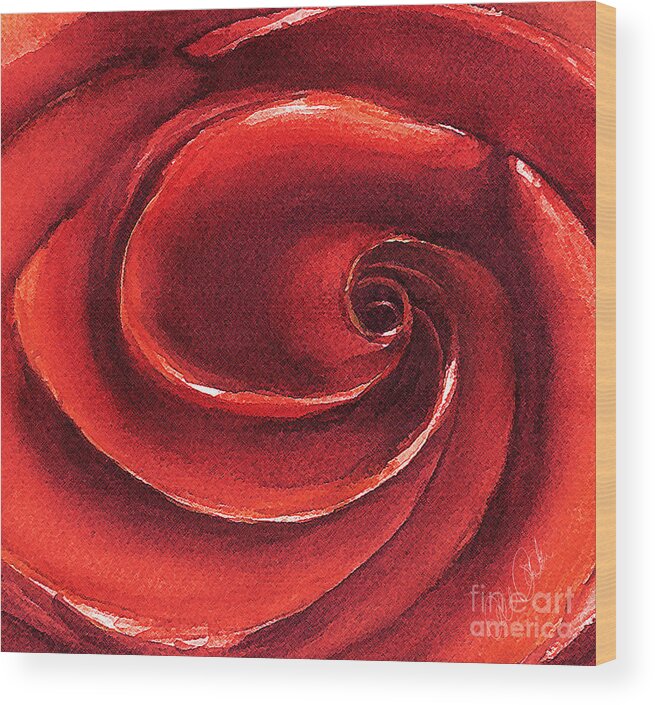 Rose Wood Print featuring the painting Rose in Stone by Allison Ashton