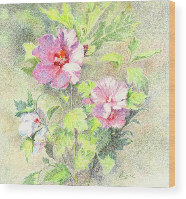 Rose Of Sharon Wood Print featuring the painting Rose of Sharon by Vikki Bouffard