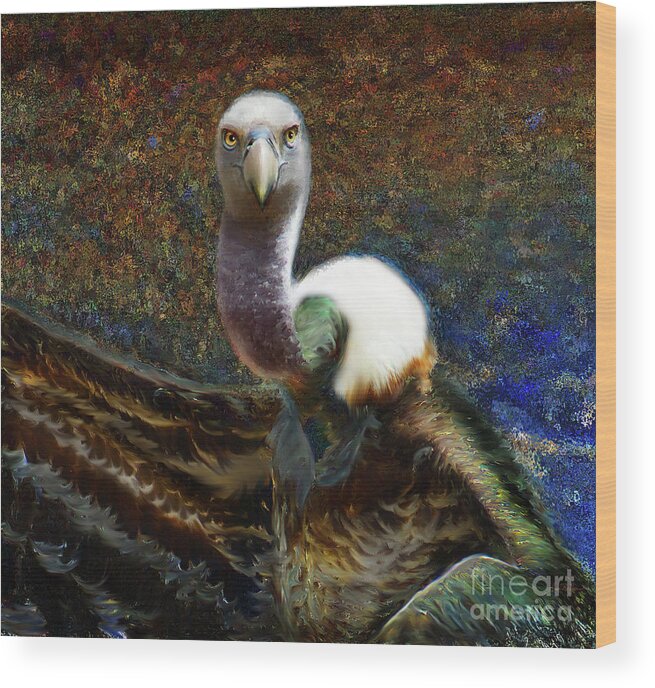 Birds Wood Print featuring the digital art Ruppell's Vulture by Lisa Redfern