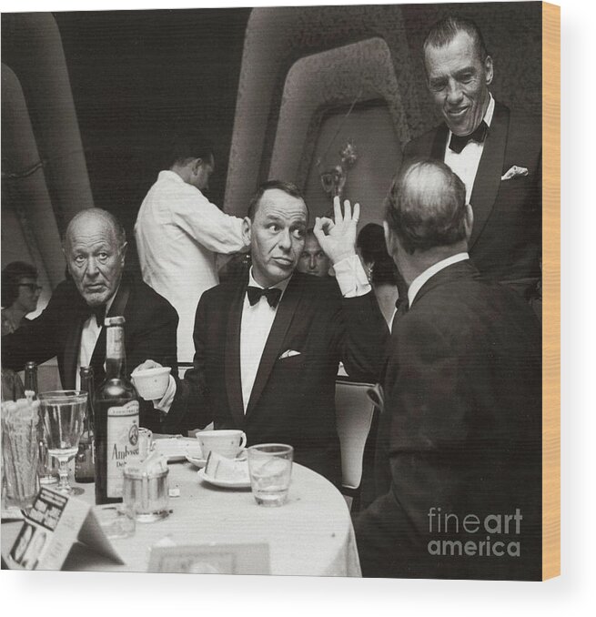 Sinatra Wood Print featuring the photograph Sinatra and Ed Sullivan at the Eden Roc - Miami - 1964 by Doc Braham