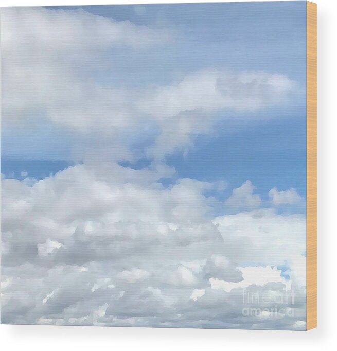 Day Wood Print featuring the digital art Soft Heavenly Clouds by Judy Palkimas