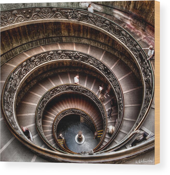 Spiral Staircase Wood Print featuring the photograph Spiral Staircase No1 by Weston Westmoreland