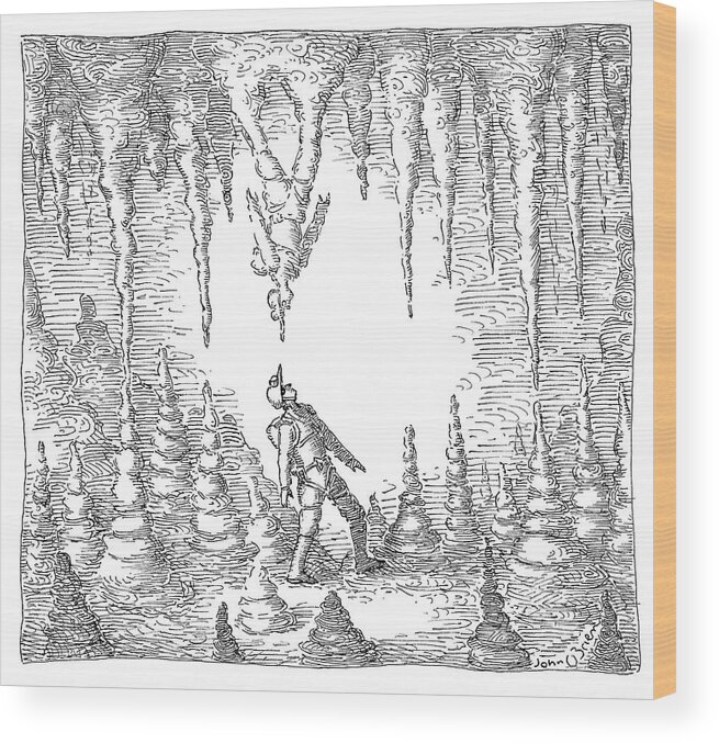 Captionless Wood Print featuring the drawing Stalactite by John O'Brien