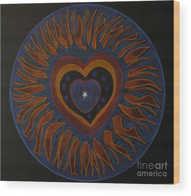 Heart Wood Print featuring the drawing Star in My Heart by Patricia Januszkiewicz