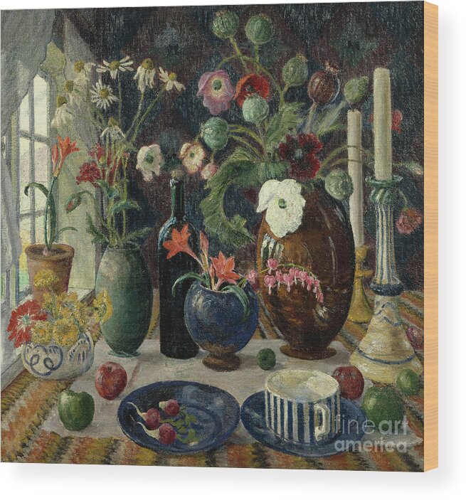 Nikolai Astrup Wood Print featuring the painting Still life by O Vaering