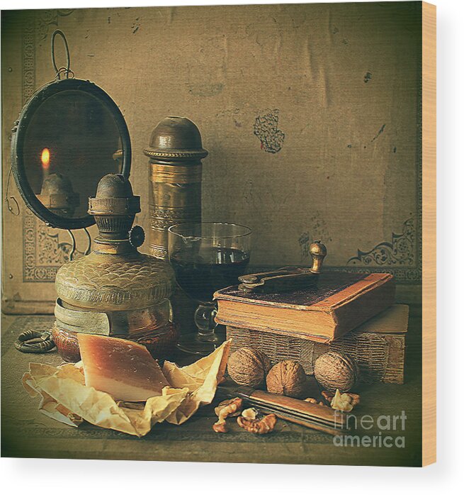 Still Liffe Wood Print featuring the photograph Still Life With Pork Fat by Binka Kirova