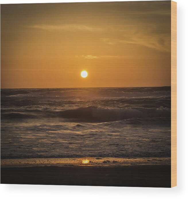 Sunset Wood Print featuring the photograph Sunset on the Mendocino Coast by Elaine Webster