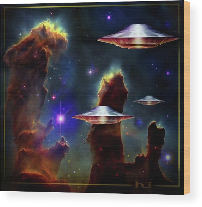 Eagle Nebula Wood Print featuring the digital art The Eagle Nebula by Hartmut Jager