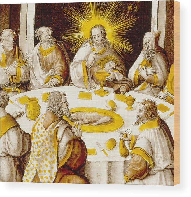 The Last Supper Wood Print featuring the painting The Last Supper by Jacob Cornelisz van Oostsanen