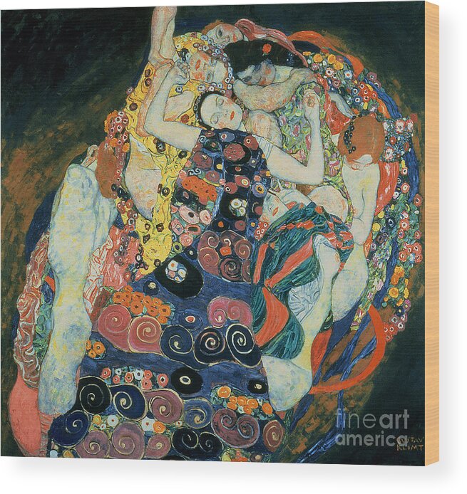 The Maiden Wood Print featuring the painting The Maiden by Gustav Klimt