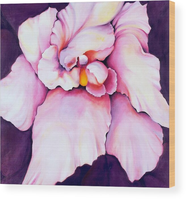Orcdhid Bloom Artwork Wood Print featuring the painting The Orchid by Jordana Sands