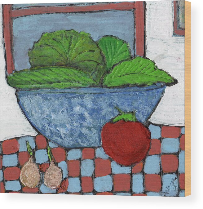 Food Wood Print featuring the painting Tonight's Salad by Wayne Potrafka