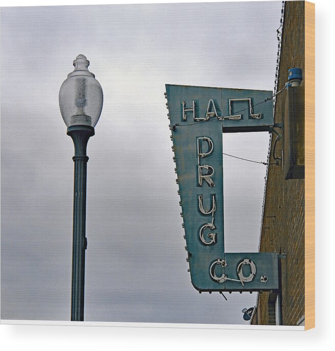 Signs Wood Print featuring the photograph Vintage Hall Drug Co. Sign by DB Hayes