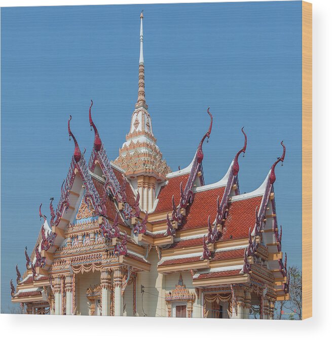 Temple Wood Print featuring the photograph Wat Khiriwong Wihan Roof DTHNS0067 by Gerry Gantt