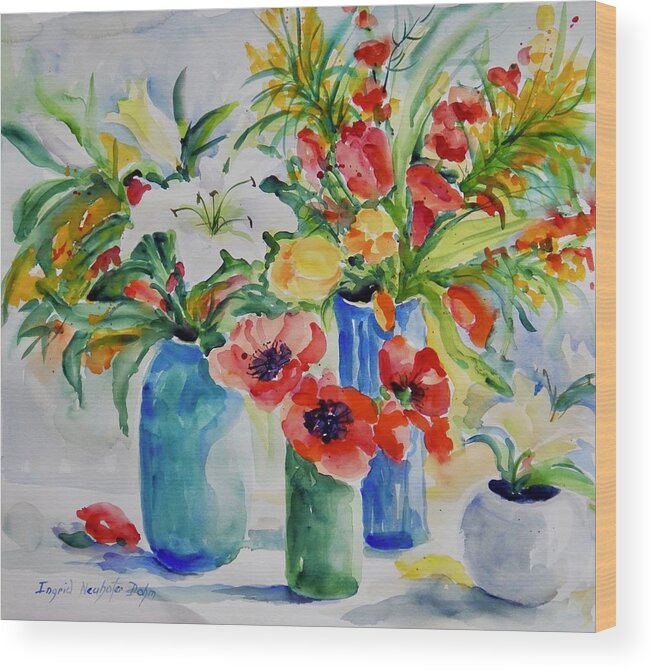 Flowers Wood Print featuring the painting Watercolor Series No. 256 by Ingrid Dohm