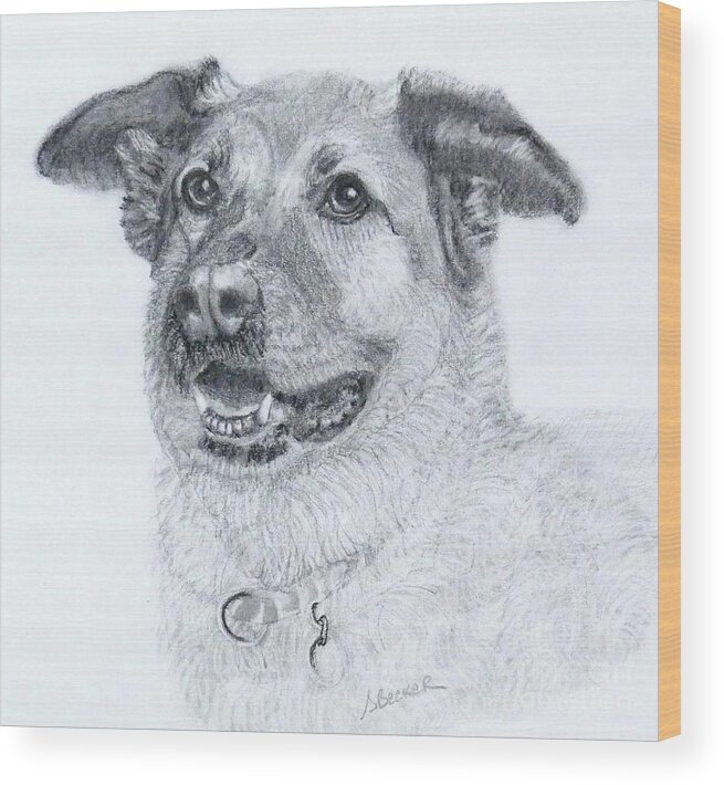 Dog Wood Print featuring the drawing With Grace by Susan A Becker