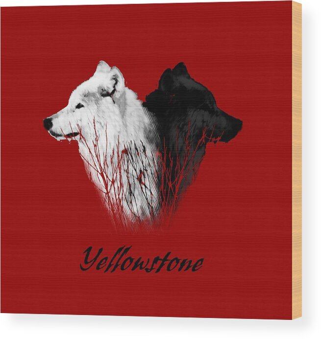 Yellowstone Wood Print featuring the photograph Yellowstone Wolves T-Shirt by Max Waugh