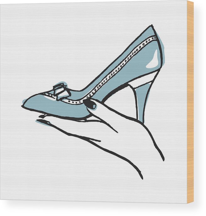Campy Wood Print featuring the drawing Hand Holding a Woman's Spectator Pump with Bow #1 by CSA Images