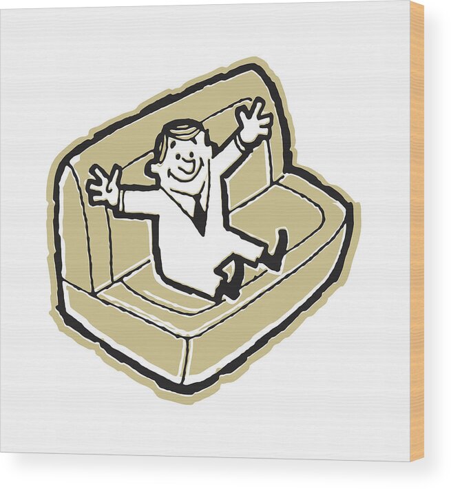 Adult Wood Print featuring the drawing Man in Suit on Couch #1 by CSA Images
