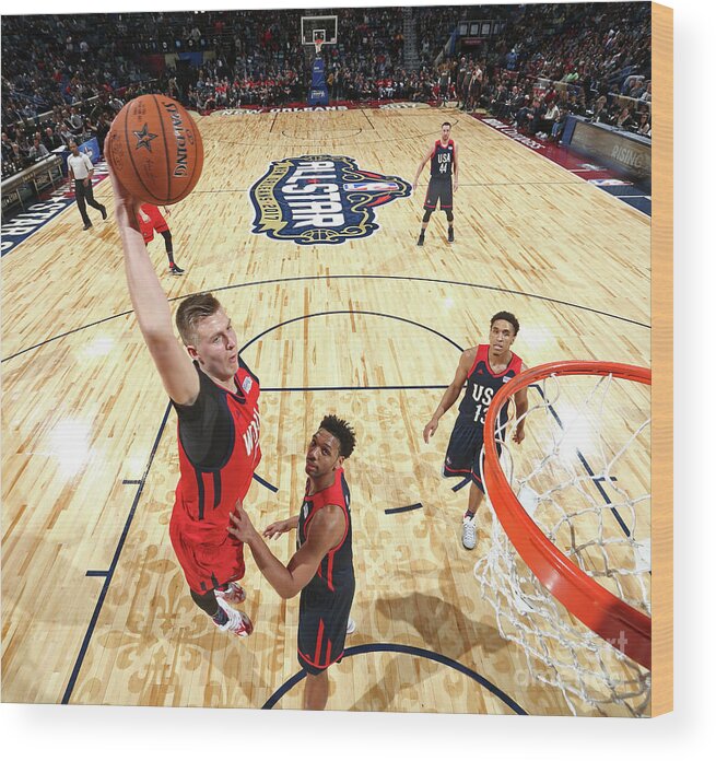 Kristaps Porzingis Wood Print featuring the photograph Bbva Compass Rising Stars Challenge 2017 #4 by Nathaniel S. Butler