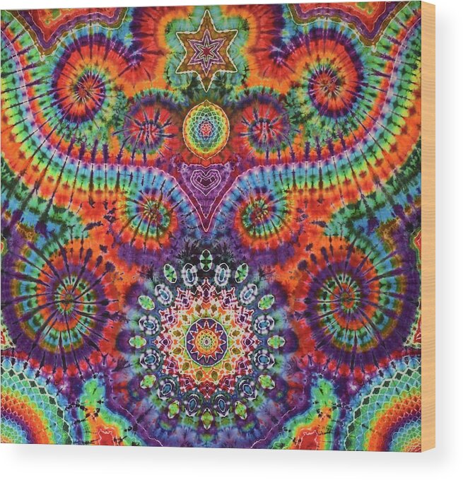 Rob Norwood Tie Dye Sacred Geometry Ice Dyes Psychedelic Art Wood Print featuring the digital art Oteils Tap by Rob Norwood