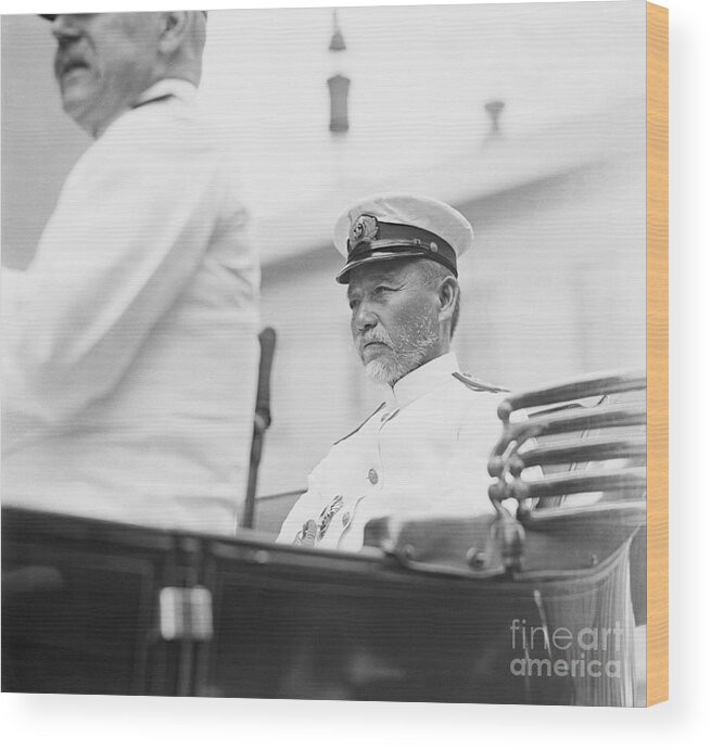Heihachiro Togo Wood Print featuring the photograph Admiral Heichachiro Togo On Ship Deck by Bettmann