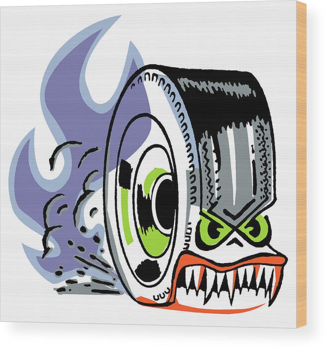 Aggression Wood Print featuring the drawing Angry Tire by CSA Images