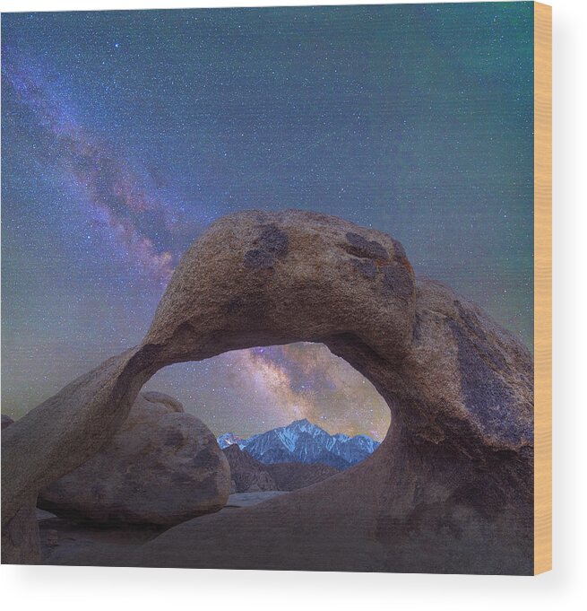 00568909 Wood Print featuring the photograph Arch And Milky Way, Alabama Hills, Sierra Nevada, California by Tim Fitzharris