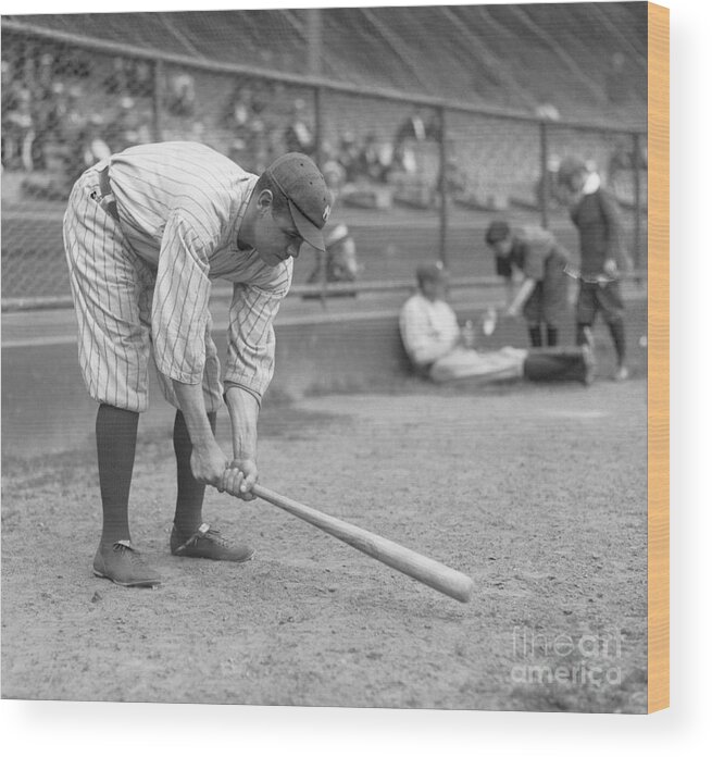 Babe Ruth Tapping Baseball Bat Wood Print