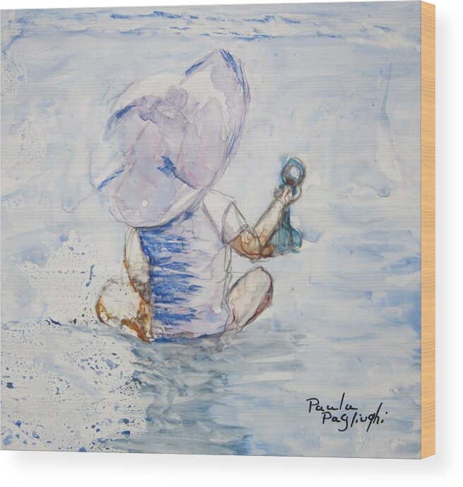Painting Wood Print featuring the painting Brielle in the Water by Paula Pagliughi